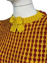 Load image into Gallery viewer, Reproduction 1940&#39;s Waffle Stripe Jumper in Cognac and Mustard Knitted from a Wartime Pattern - Bust 36 38 40
