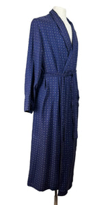 Original Men's 1940's 1950's Blue, Red and Cream Geometric Print Cotton Dressing Gown - Chest 44