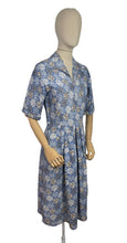 Load image into Gallery viewer, Original 1940&#39;s CC41 Heavy Linen Day Dress in Blue, Black and White - Bust 34
