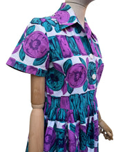 Load image into Gallery viewer, Original 1950's Cotton Dress in White, Green, Pink and Blue - Bust 36
