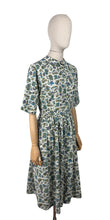 Load image into Gallery viewer, Vintage 1950&#39;s 1960&#39;s Lightweight Cotton Novelty Print Shirtwaister Dress in Purple, Blue and Green - Bust 36
