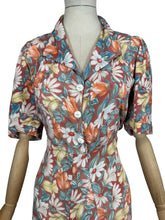 Load image into Gallery viewer, Original 1940's Home Sewn Floral Crepe Day Dress - Bust 34 36

