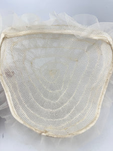 Original 1950's Ivory Mesh Ruffle Hat - Sweet Little Net Hat