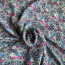 Load image into Gallery viewer, Original 1940&#39;s Floral Crepe White, Blue, Pink and Green Dressmaking Fabric - 34&quot; x 100&quot;
