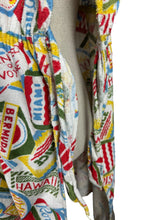 Load image into Gallery viewer, Original 1950&#39;s Bright Novelty Print Towelling Beach Cover Up With Tourist Destinations
