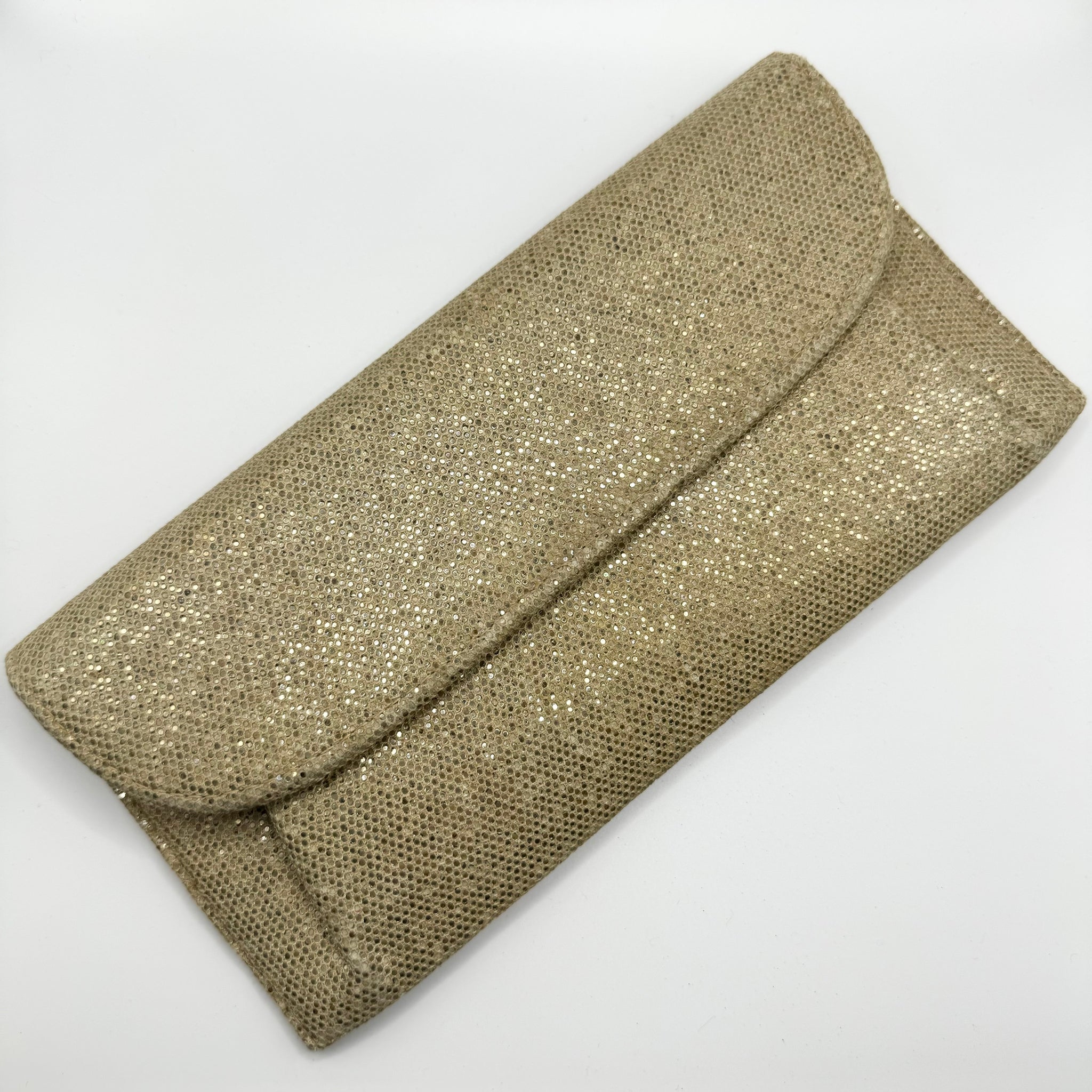 Gold sparkle fashion clutch bag