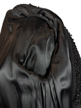Load image into Gallery viewer, Original 1940's Inky Black Wool Coat with Faux Astrakhan Collar and Glass Buttons - Bust 38 40
