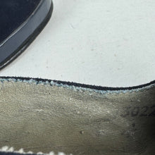 Load image into Gallery viewer, Original 1940's CC41 Deadstock Navy Blue Suede and Leather Wedge Shoes - UK 4 4.5
