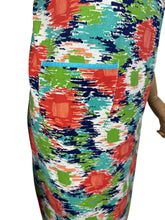 Load image into Gallery viewer, Original 1940's Hawkins of Preston CC41 Apron - Green, Blue, Orange and Turquoise Abstract Print - Bust 34 36
