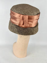 Load image into Gallery viewer, Original Late 1950's Hat in Bronze and Rust with Wide Satin Ribbon Trim *
