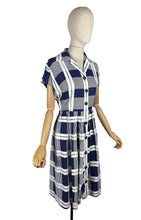 Load image into Gallery viewer, Original 1950's Peggy Page Navy and White Check Day Dress - Bust 36 37 *

