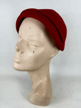 Load image into Gallery viewer, Original 1950's Red Close Fitting Felt Hat with Bow Trim by Jacoll

