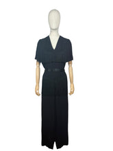 Load image into Gallery viewer, Original 1940&#39;s B Altman New York Full Length Black Crepe Evening Dress with Fringe Detail - Bust 36 38
