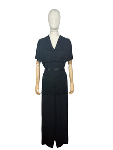 Original 1940's B Altman New York Full Length Black Crepe Evening Dress with Fringe Detail - Bust 36 38