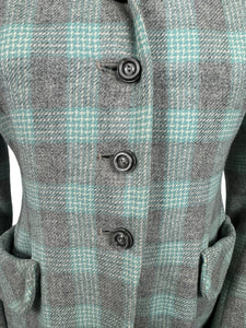 Original 1940's CC41 Blue, Grey and White Wool Check Single Breasted Jacket - Bust 34 35