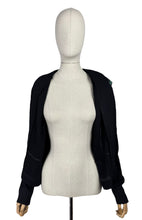 Load image into Gallery viewer, Original 1940&#39;s Black Crepe Jacket with Vibrant Crepe Bow Trim - Bust 36 38
