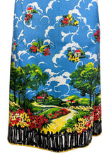 Load image into Gallery viewer, Original 1930s Deadstock Border Print Apron in Vibrant Crisp Cotton with Scenic Floral Print - Bust 38 40 *
