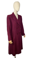 Load image into Gallery viewer, Original 1940&#39;s Burgundy Lightweight Wool Double Breasted Coat - Bust 40
