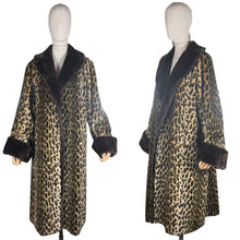 Load image into Gallery viewer, Original 1950's Leopard Print Faux Fur Coat with Contrast Collar and Cuffs - Bust 40 42
