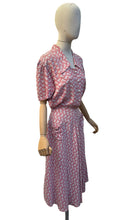 Load image into Gallery viewer, Original 1940’s Red and White Stripe Crepe Day Dress - Bust 40 42
