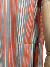 Load image into Gallery viewer, Original 1920&#39;s Volup Stripe Cotton and Lace Dress in White, Black and Orange - Bust 46
