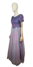 Load image into Gallery viewer, Original 1950&#39;s Purple and Pink Net Evening Dress with Scallop Detail - Bust 32 *
