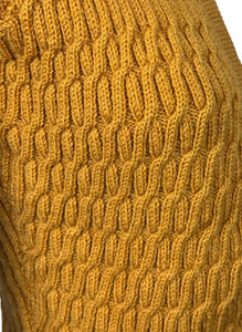 Original 1940's Pure Wool Cable Knit Waistcoat in Mustard - Bust 34 36