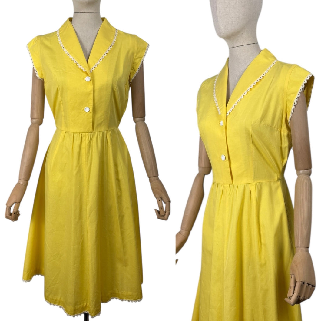 1950's Reproduction Yellow and White Cotton Summer Dress - Bust 38 39 *