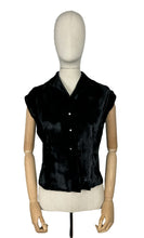 Load image into Gallery viewer, Original 1950&#39;s Inky Black Cotton Velvet Evening Blouse - Bust 34
