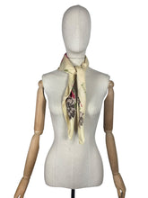 Load image into Gallery viewer, Original 1940's 1950’s Jacqmar Pure Silk Scarf with Pretty Floral Print in Pink, Green and Brown on a Yellow Base
