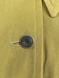 Original 1950's All Wool Gaberdine Dark Chartreuse Coat by Alligator - Bust 38