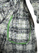 Load image into Gallery viewer, Reproduction Volup 1940's Cotton Day Dress in Black and White Check with Green Buttons and trim - Bust 40 42
