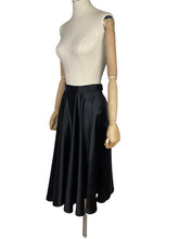 Load image into Gallery viewer, Original 1950’s Inky Black Satin Full Circle Skirt - Waist 25 26 *
