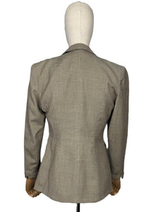 Original Late 1940's Two Tone Brown Edge to Edge Jacket with Double Button Closure by Jaunty Junior - Bust 36 37 - AS IS