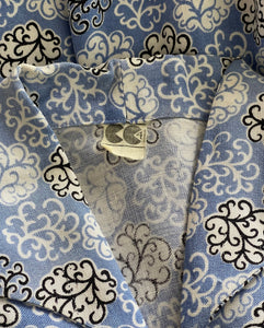 Original 1940's CC41 Heavy Linen Day Dress in Blue, Black and White - Bust 34