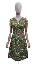 Load image into Gallery viewer, Original 1950's Green and Pink Floral Dress by Peggy Page - Bust 34
