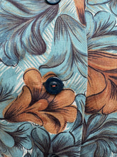 Load image into Gallery viewer, Original 1950's Blue and Brown Floral Cotton Day Dress - Bust 34 36
