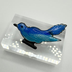 Original 1940's Silver and Enamel Blue Bird Brooch