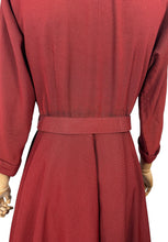 Load image into Gallery viewer, Original Late 1940&#39;s New Look &#39;A Leslie Fay Original&#39; Belted Rust Day Dress - Bust 38
