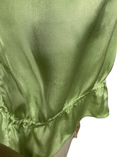 Load image into Gallery viewer, Original 1940’s Pale Green Artificial Silk Blouse with Colourful Smocking Detail - Bust 34 36
