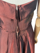 Load image into Gallery viewer, Original 1940's Full Length Evening Dress in Bronzed Maroon Artificial Silk - Bust 36
