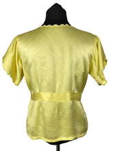 Load image into Gallery viewer, Original 1940’s Embroidered Lemon Yellow Pyjama Top with Scalloped Edge - Great Summer Blouse - Bust 32 34
