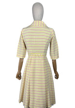 Load image into Gallery viewer, Original 1950's White, Yellow and Brown Belted Stripe Day Dress - Bust 32 34 *
