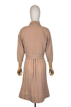 Load image into Gallery viewer, Original 1950's Mink Brown Barbara Carol New York Three Piece Dress, Cardigan and Belt Knit Set - Bust 36 38 *
