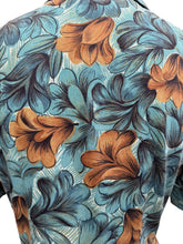 Load image into Gallery viewer, Original 1950's Blue and Brown Floral Cotton Day Dress - Bust 34 36
