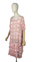 Load image into Gallery viewer, Original 1920's Volup Fine Cotton Lawn Two Tone Pink Floral Day Dress with Ruffles - Bust 46 *
