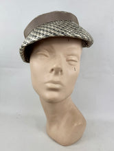 Load image into Gallery viewer, Original 1950's Grey Lacquered Raffia Hat with Grosgrain Bow Trim by Jacoll *
