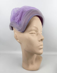 Original 1950's Manning of London Lavender Purple Hat with Ruffle Trim