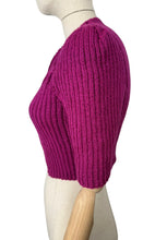 Load image into Gallery viewer, 1940&#39;s Reproduction Hand Knitted Bolero in Boysenberry Pink Acrylic - Bust 32 34 36 *
