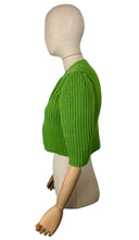 Load image into Gallery viewer, 1940&#39;s Reproduction Hand Knitted Bolero in Leaf Green Acrylic - Bust 36 38 40 42
